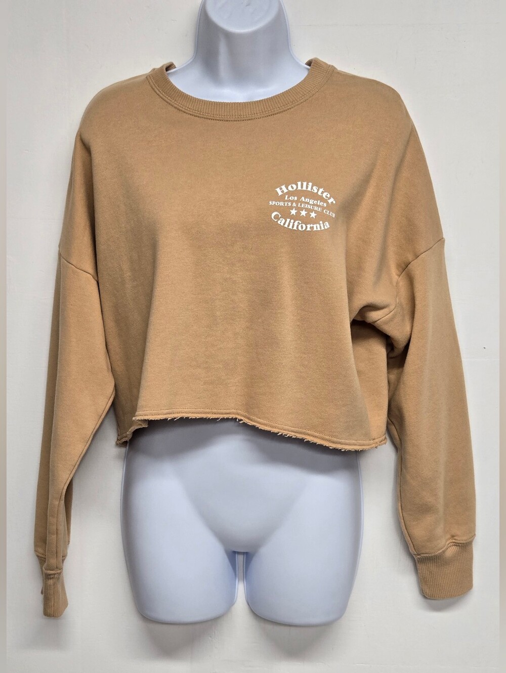 Hollister S Cropped Sweatshirt Long Sleeve Crew Neck Stretch Cotton Blend